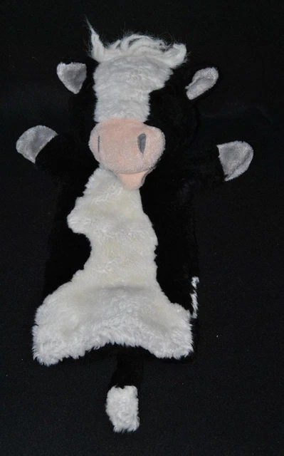 Peluche Doudou Marionnette Vache THE PUPPET COMPANY Blanc Noir 32 Cm TTBE