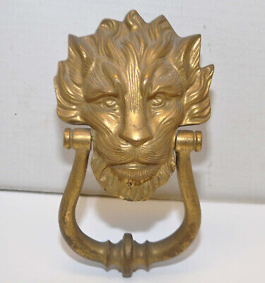 Vintage 8.5" Inch Heavy 2.6lb Brass Lion Head Door Knocker