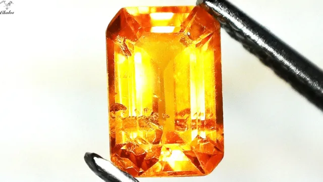 1x Saphir / Safir - Octagon facettiert goldorange 4,5x6,5mm (1139C)