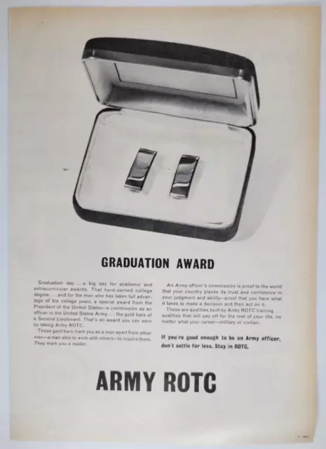 US Army ROTC Officer Recruiting Gold Bars Vietnam War Print Ad 1965 8x11"