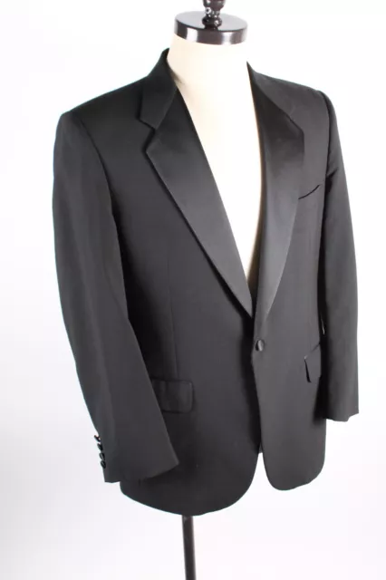 Burberry Silk Wool Formal Tux Tuxedo Coat Jacket Black Men's Size 44 Reg