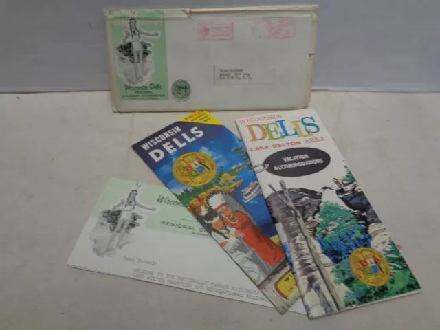 Vintage Wisconsin Dells Map brochure mailer 1959 1960 lot travel info 1950s OLD