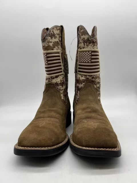 ARIAT SPORT PATRIOT Brown Suede Leather/Camo Square Toe Western Boots ...