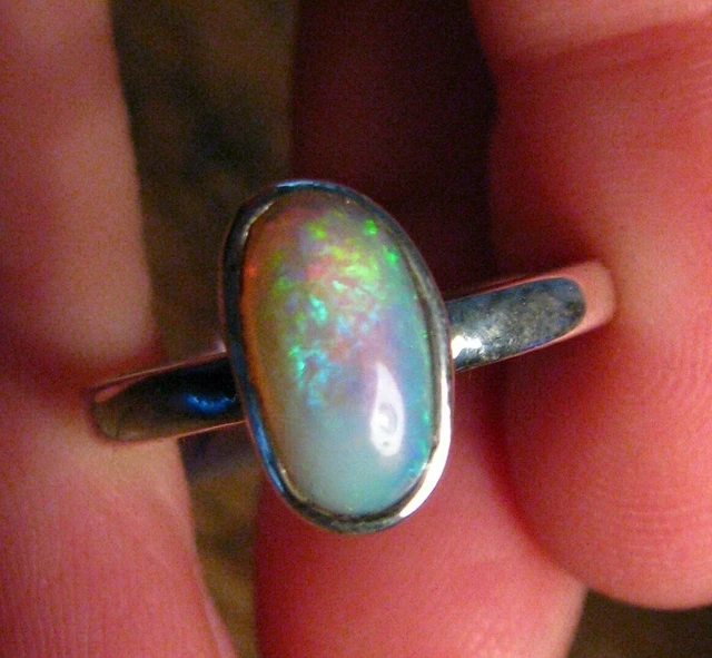 Bague Opale Coober Pedy - Taille 55, Opale D'Australie, Lithothérapie, Neuf Sans Emballage