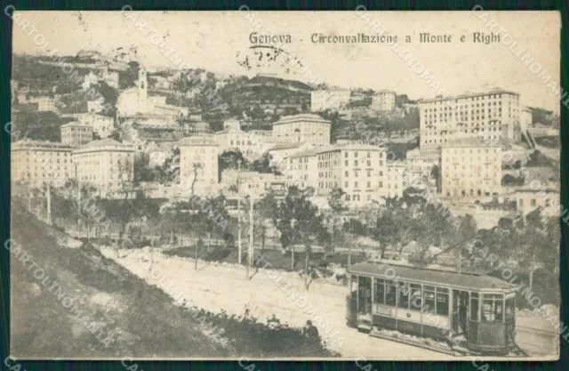 Genova Città Circonvallazione a Monte Tram PIEGHINA cartolina QZ5078