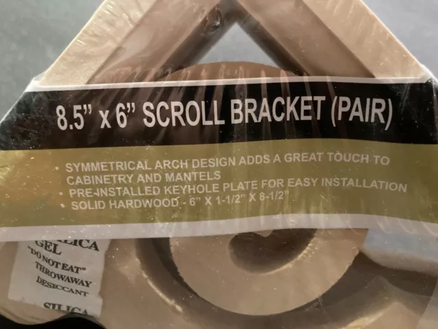 Unfinished Natural Hard Wood Scroll Corbels Brackets 6x8.5" Hardwood NEW