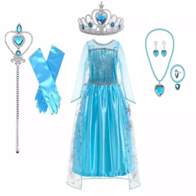 Costume Frozen Dress Princess Cosplay Elsa Anna Party Girls Snow Queen Birthday