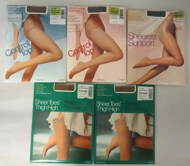 Vintage 70s 80s JC Penney Control Top Pantihose Gaymode Thigh High Stockings (5)