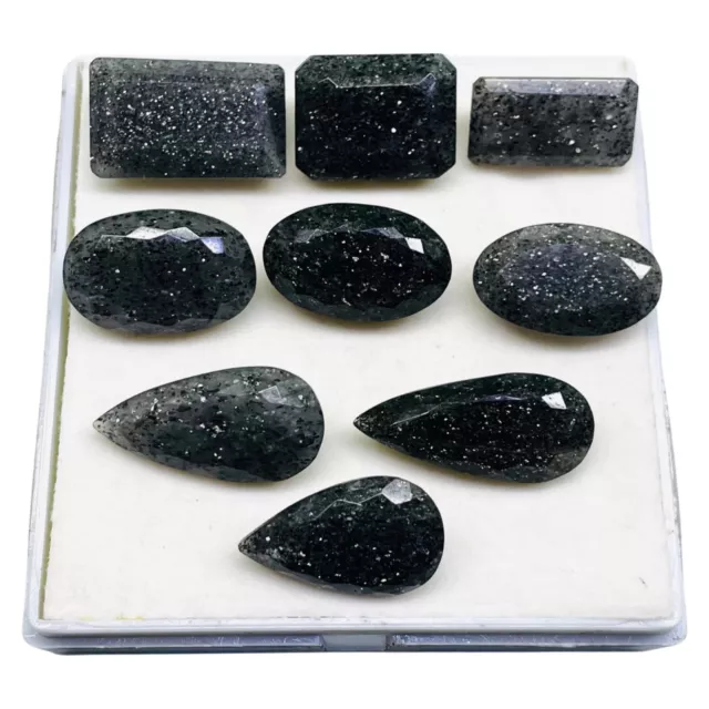 9 Pcs Natural Black Sunstone 23-32mm Mix Cut Loose Faceted Gemstones 259.85 Cts