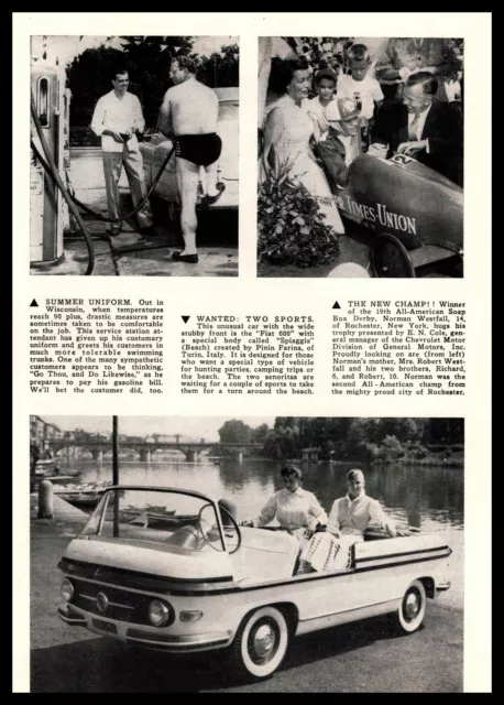 1956 Fiat 600 "Spiaggia" Pinin Farina All American Soap Box Derby Photo Print Ad
