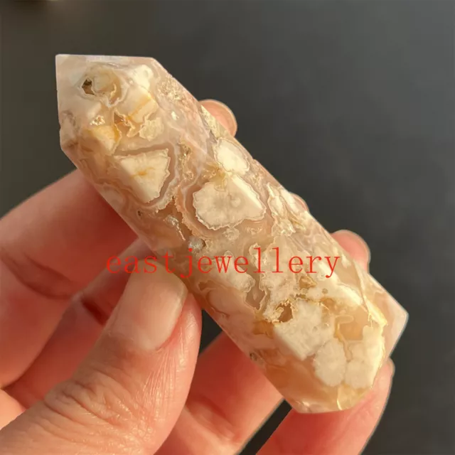 30g+ Natural cherry blossom agate Obelisk Quartz Crystal Point Reiki Healing 1PC