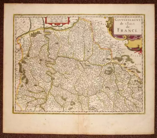 Map Geographic old Government De L'Ile de France Jansson 1640