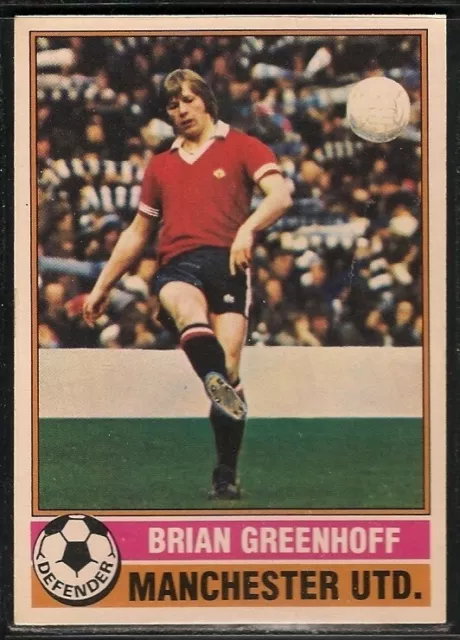 Topps, Footballers (Red), BRIAN GREENHOFF, MANCHESTER UNITED, No.10, VG, 1977