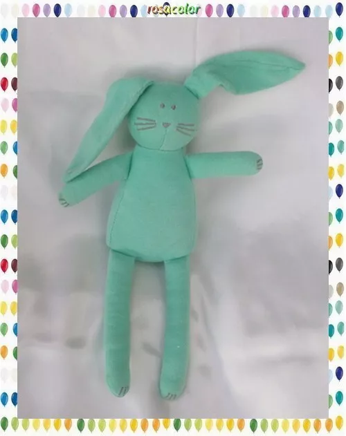 Doudou Peluche Lapin Vert Et Gris Petit Bateau