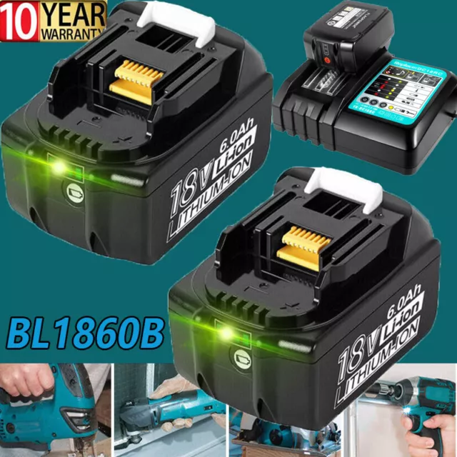 For Makita 18V 6.0Ah LXT Li-Ion Cordless Battery&Charger BL1860 BL1850 BL1830