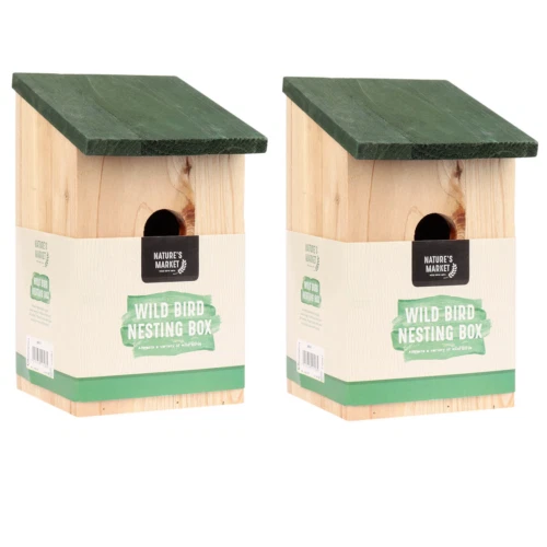2 X Holz Nestbau Nistkasten Vogelhaus Klein Garten Vögel Blau Tit Rotkehlchen