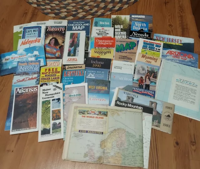 Lot of 41 Vintage to Modern Highway Road & Street Maps-USA-Isreal-Bahamas +More