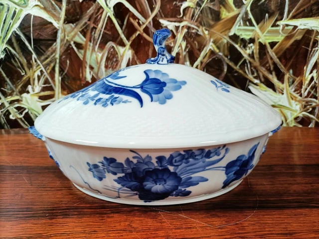 Royal Copenhagen Denmark Blue Flower Polished - Oval Lidded Bowl - 10/1702