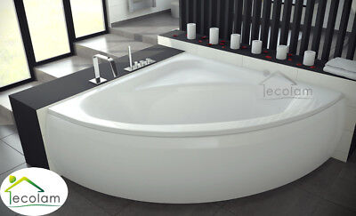 Bañera bañera bañera de esquina 148 x 148 cm delantal acrílico desbordamiento silicona