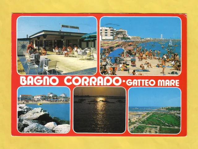 Cartolina Gatteo Mare Bagno Corrado Bar Rubicone vedute viaggiata 1993