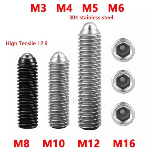 304 Stainles Steel Thread Hexagonal Spring Ball Plunger Screw M3~M16 Set Screws