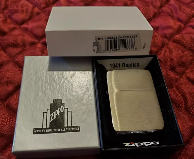 2014 Zippo Lighter 1941 Replica Vintage Chrome Ltr Unfired