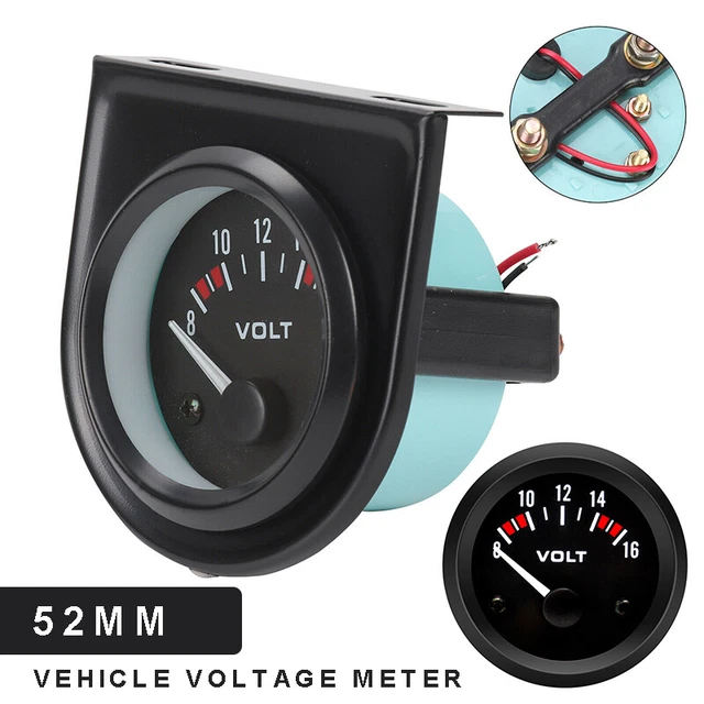Car Motorcycle 12V Digital LED 52mm Voltmeter Voltage Gauge Meter 8V-16V c c