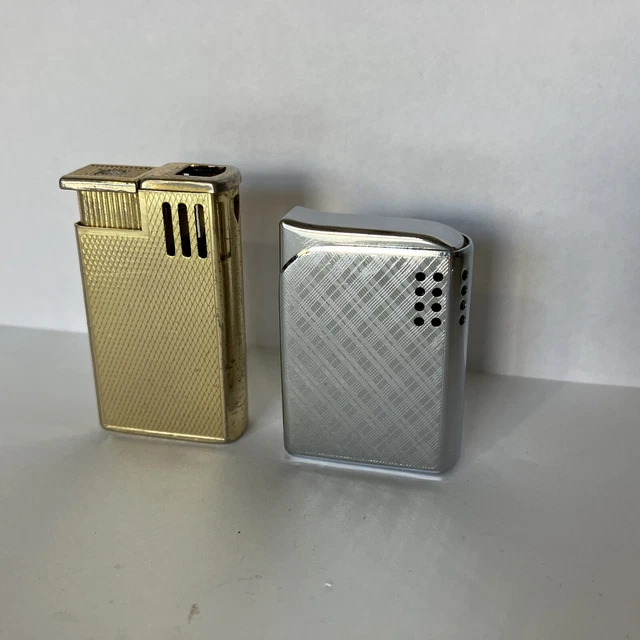 2 x Vintage Lighters Colibri Molectric Chrome & Brass Milord Japan Light