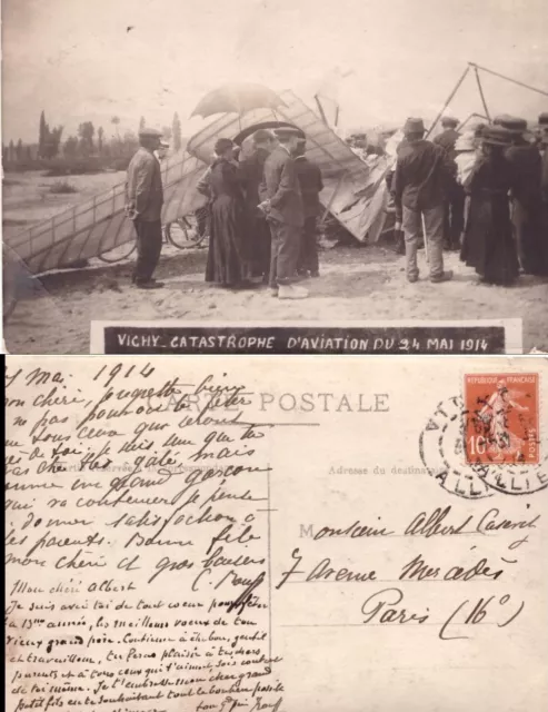 Francia: 1914 Cartolina Vichy, Catastrophe D’aviation, Viaggiata