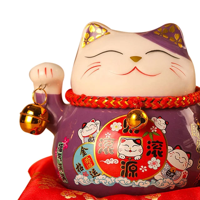 Statua Gatto Fortunato Portaoggetti - Scultura Decorativa Bianca Per Chiavi E Piccoli Oggetti - Foto 4