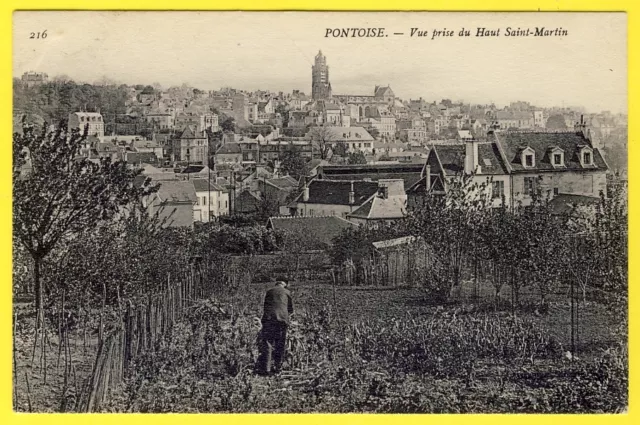 cpa 95 - PONTOISE Vue prise du HAUT SAINT MARTIN Les JARDINS Animée