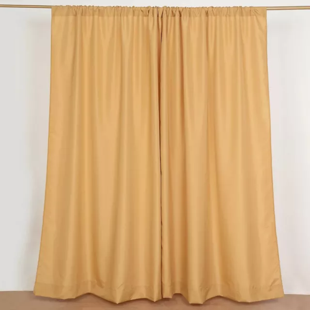 GOLD 2 Drapery Panels 8 ft Polyester Backdrop CURTAINS Rod Pockets Party Events