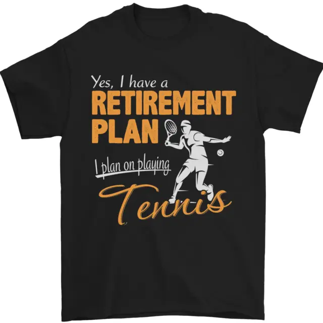 Pensione Plan Giocare Tennis Player Divertente Uomo T-Shirt 100% Cotone