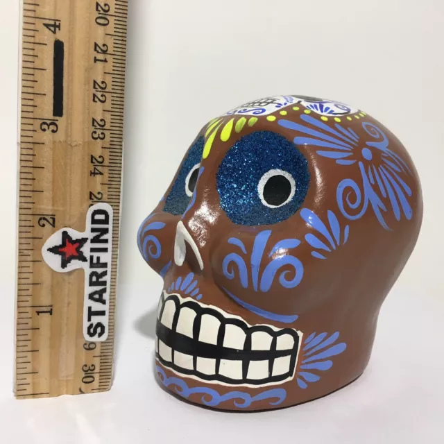 Day Of The Dead Hand Painted Skull Mexican Folk Art Pottery Signed S.LUGO See⭐️