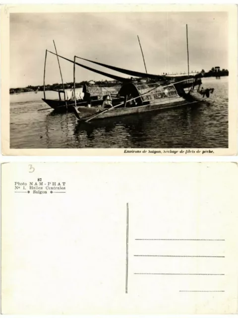 CPA AK approx. De SAIGON Fishing Net Drying VIETNAM INDOCHINA (463375)