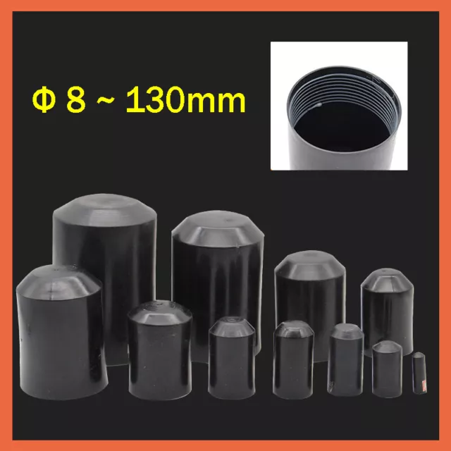 Tappo terminale termoretraibile varie misure tappo terminale nero Ø 8 mm-130 mm