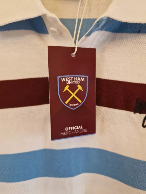 West Ham United Striped Polo Shirt - Size S - NWT - Official Merchandise 3