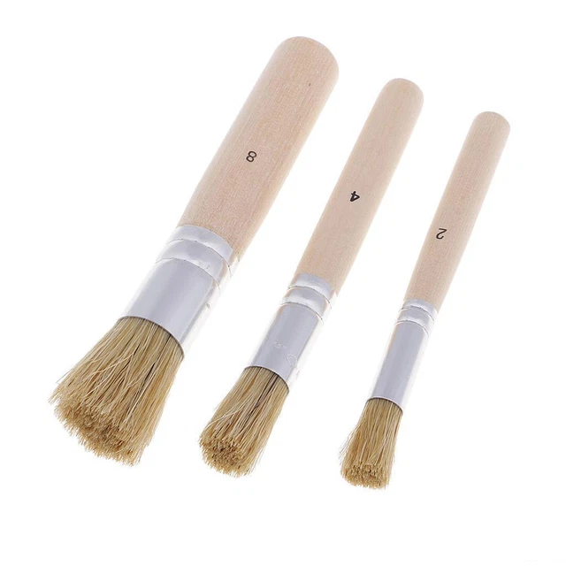3 pezzi tondo manico in legno olio pittura ad acquerello pennelli acrilici