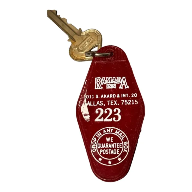 Ramada Inn Hotel Motel Room Key Fob & Key Dallas TX #223 Texas