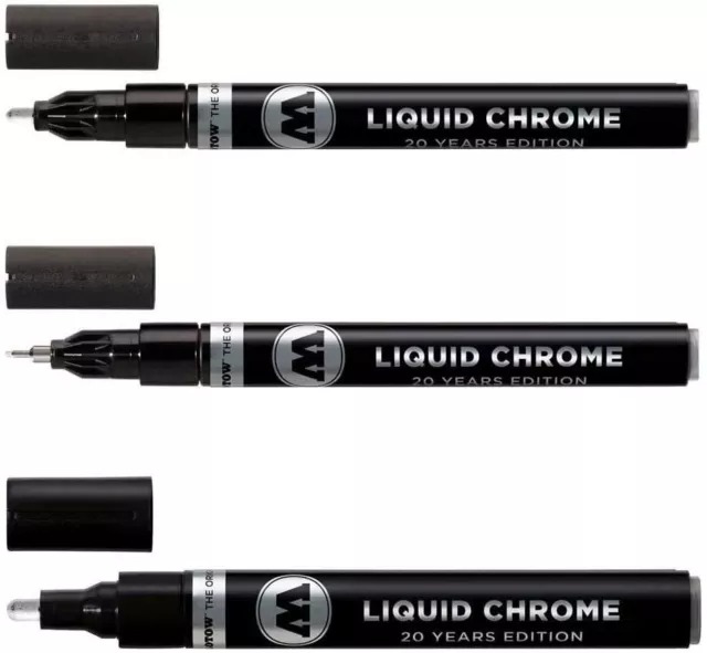 Molotow Liquid Chrome Marker Set - 1mm, 2mm and 4mm - 3 Pens Total and FREE SHIP