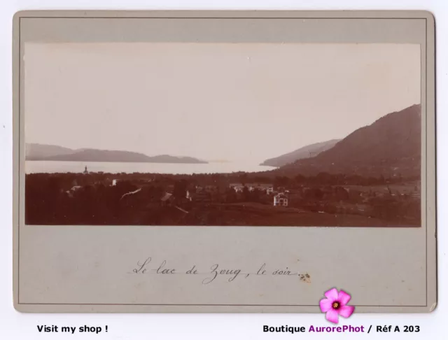 Le Lac De Zoug & La Ville Suisse, Panorama Du Soir, Cdv Cabinet-A203