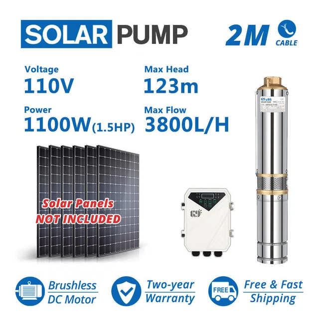 Pompe Solaire Submersible Eco-worthy 24V 140W Pour Puits Profond - 3" Avec Contrôleur MPPT