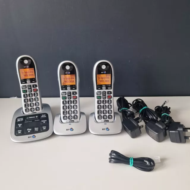 BT 4600 Trio Big Button Cordless DECT Phone with Answering Machine - 3 Handsets