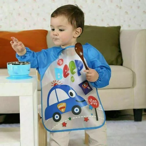 Baby Bibs Waterproof Feeding Apron Toddler Weaning Long Sleeve Kids For Eating