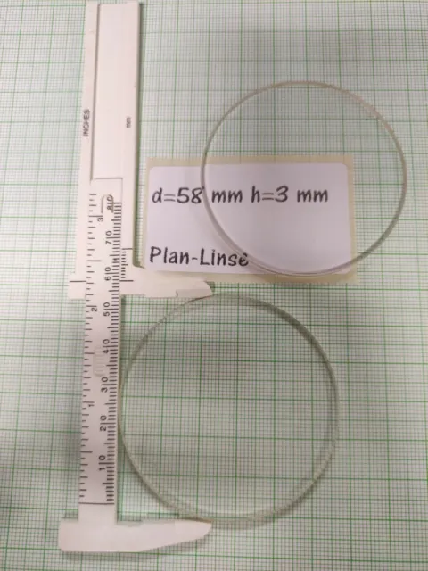 3 Stück d=58mm h=3mm Plan Glasscheibe rund Optik 3D aus Glas