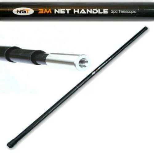 New Three Metre Telescopic Landing Net Handle Pole Carp Pike Fishing Fibre Glass