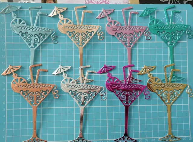 Craft Room Clearout,Die Cut Shapes,8 Mixed Cocktail Glass Card Toppers (Set 4)