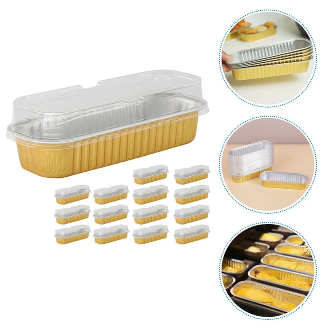 50 piezas soporte para pasteles caja de aluminio caja para pasteles contenedor de plástico tapa parrilla