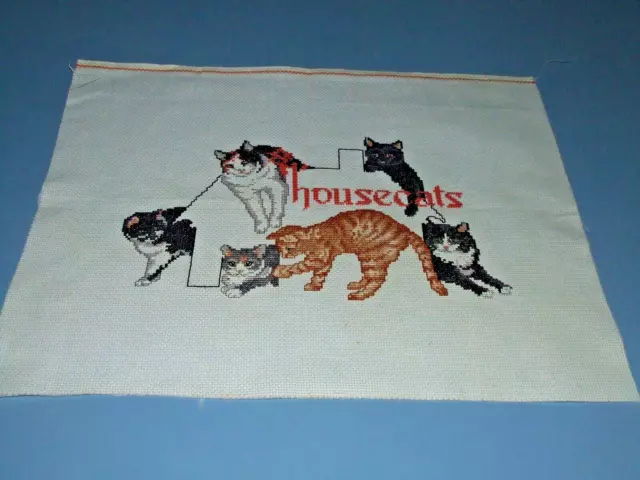 Completed Cross Stitch - Housecats - Unframed