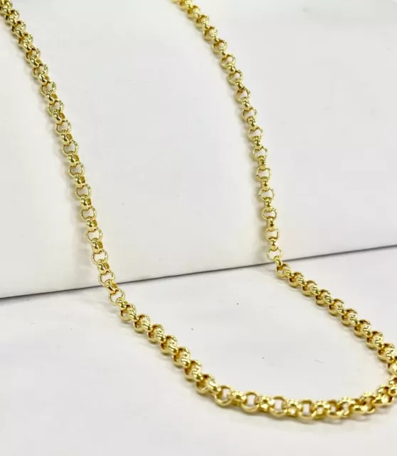 14K Gold Semi Solid 4.5mm Thick Rolo Interlocking Link Chain Necklace